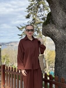 Oversize Müslin Takım Kahve 8282