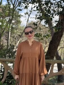Viskon düz katleya elbise taba