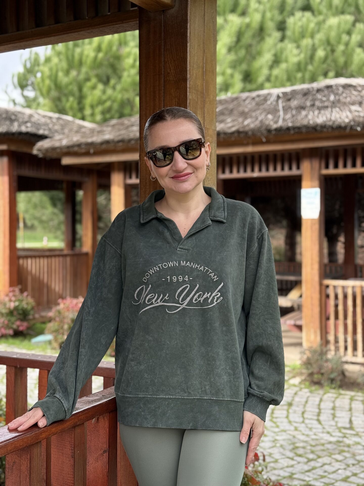 Z.r iki iplik Yıkama Sweat Haki