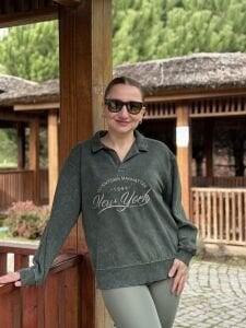 Z.r iki iplik Yıkama Sweat Haki