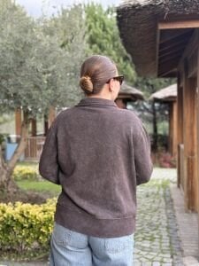 Z.r iki iplik Yıkama Sweat Kahve