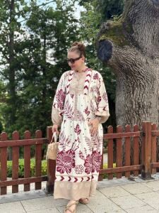 Mürdüm melodi katleya viskon elbise