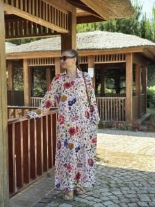 Flowers Viskon gömlek elbise