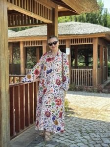 Flowers Viskon gömlek elbise