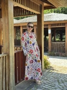 Flowers Viskon gömlek elbise