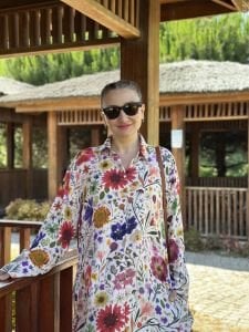 Flowers Viskon gömlek elbise