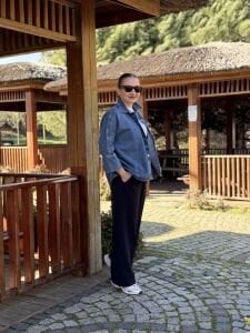 A.akay beli lastikli kumaş pantolon lacivert