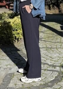 A.akay beli lastikli kumaş pantolon lacivert