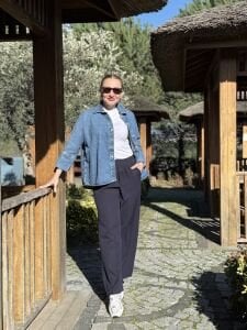 A.akay beli lastikli kumaş pantolon lacivert