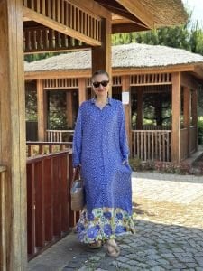 Etek ucu papatya Viskon gömlek elbise