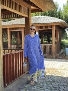 Etek ucu papatya Viskon gömlek elbise