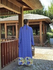 Etek ucu papatya Viskon gömlek elbise