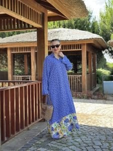 Etek ucu papatya Viskon gömlek elbise