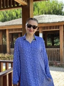 Etek ucu papatya Viskon gömlek elbise