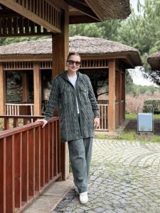 Afili Kot Denim-örgü Tasarım Takım Haki