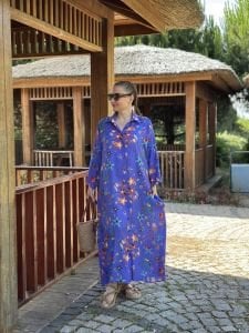 Denizkabuğu gömlek elbise mor/saks