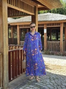 Denizkabuğu gömlek elbise mor/saks