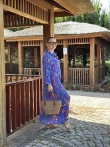 Denizkabuğu gömlek elbise mor/saks