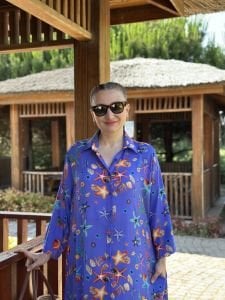 Denizkabuğu gömlek elbise mor/saks