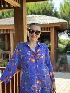 Denizkabuğu gömlek elbise mor/saks