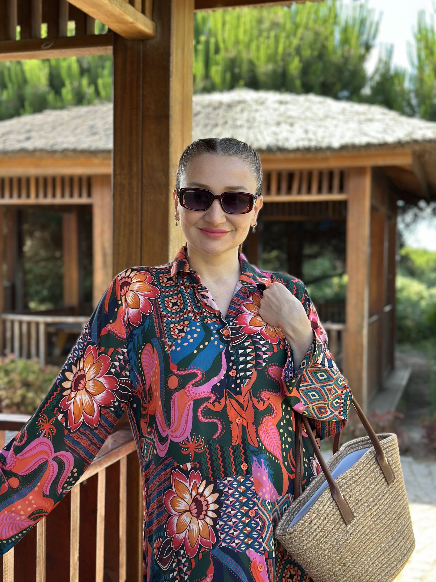 Cunda viskon gömlek elbise somon