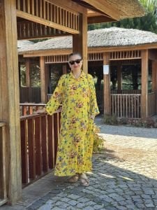 Denizkabuğu gömlek elbise sarı