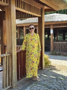 Denizkabuğu gömlek elbise sarı