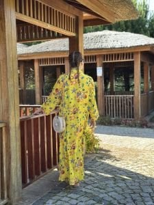 Denizkabuğu gömlek elbise sarı