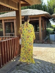 Denizkabuğu gömlek elbise sarı