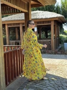 Denizkabuğu gömlek elbise sarı