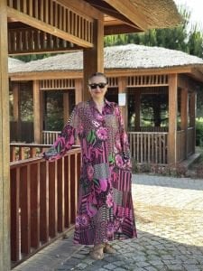 Cunda viskon gömlek elbise pembeli