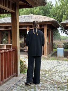 Lizzy Taşlı pamuk takım Siyah