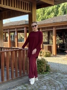 Yanları cepli sandy takım 5015 Bordo