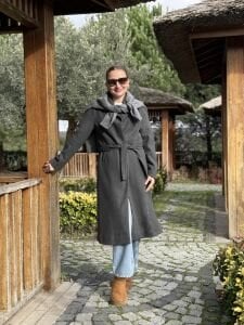 Kuşaklı astarlı Valeri Kaşe Kaban Antrasit