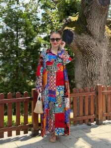 Renkli patchwork Gömlek Elbise