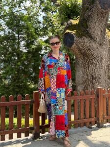 Renkli patchwork Gömlek Elbise