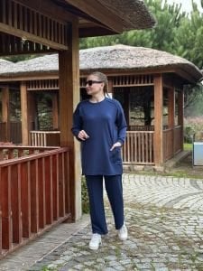 2258 Çift cepli Oysho takım İndigo