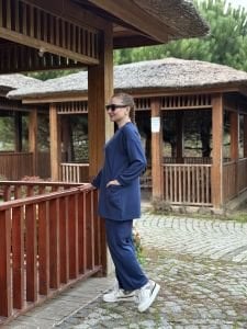 2258 Çift cepli Oysho takım İndigo