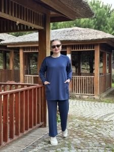 2258 Çift cepli Oysho takım İndigo