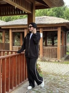 İncili siyah L.A pamuk Modal takım