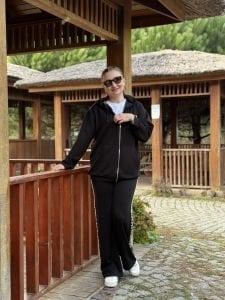 İncili siyah L.A pamuk Modal takım