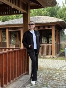 İncili siyah L.A pamuk Modal takım