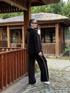 İncili siyah L.A pamuk Modal takım