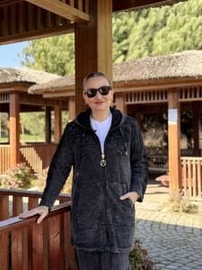 A.akay Nakışlı Fermuarlı takım Füme