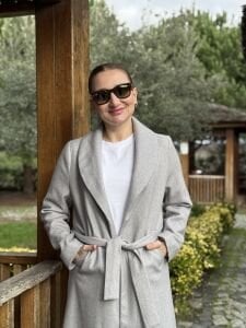 Kuşaklı astarlı Valeri Kaşe Kaban Gri