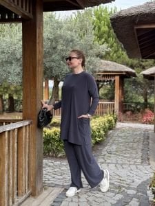 Yanları cepli sandy takım 5015 antrasit