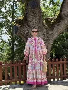 Nare modal tensel katleya elbise pembe