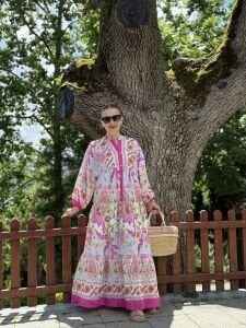 Nare modal tensel katleya elbise pembe