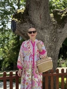 Nare modal tensel katleya elbise pembe