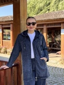 A.akay Nakışlı Fermuarlı takım İndigo